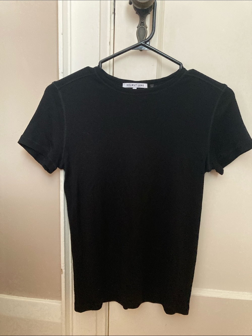 Like New Helmut Lang Black Cotton Cashmere Blend Tee